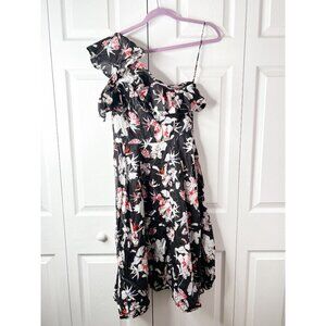 Jason Wu Collection Black Floral Print One Sleeve Day Dress Women's Size 8